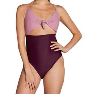 Speedo 1 piece Purple Swimsuit Pink Bow
